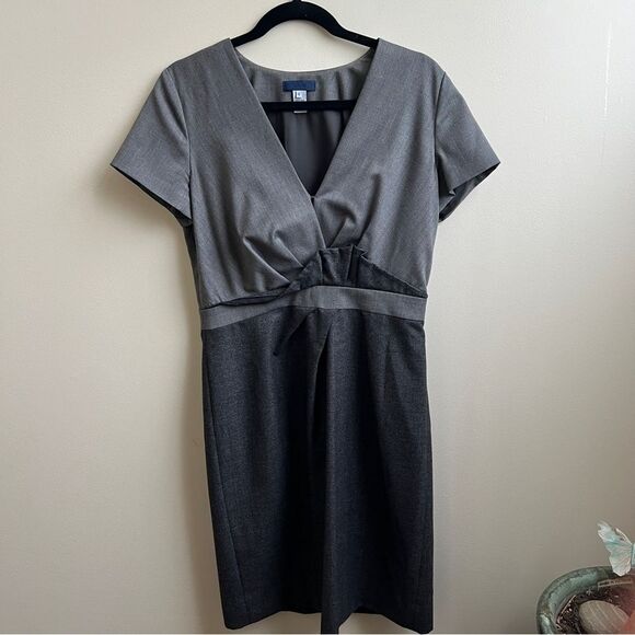 J. Crew Heidi 100% Wool Plaid Surplice Sheath Knee-Length Dress gray Size 6 - Picture 2 of 5